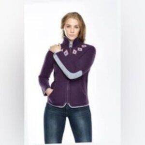 J. Davidsson Purple Women's Small Icelandic Wool Nordic Zip Up Cardigan Sweater